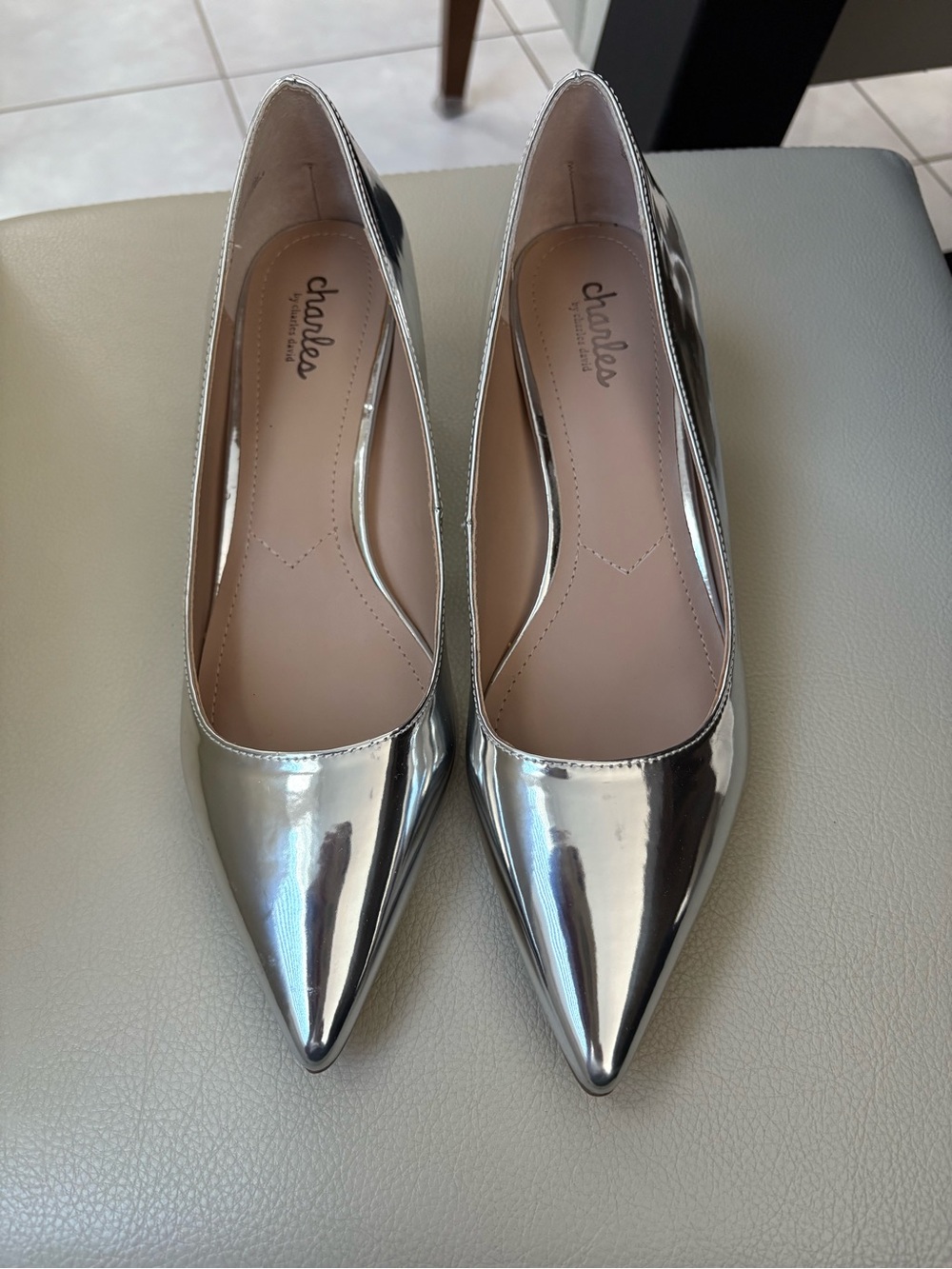 Charlies by Charlies David Silver Pointed Toe Ballet heels